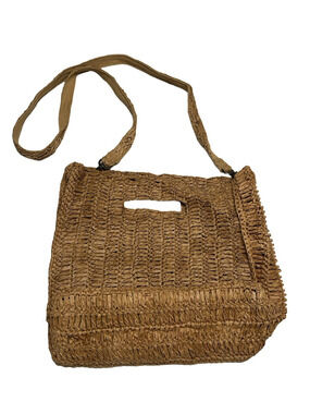 Free people Woven Tan Raffia Boho Hippie Beach Crossbody Unlined Purse